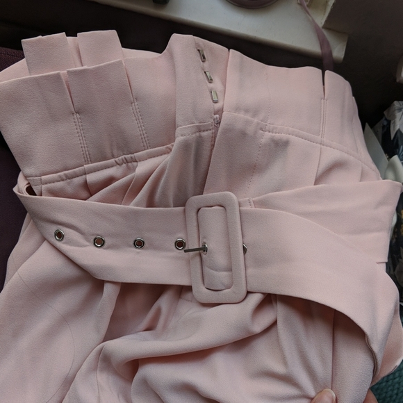 Light pink belted wide leg pants - Picture 3 of 4